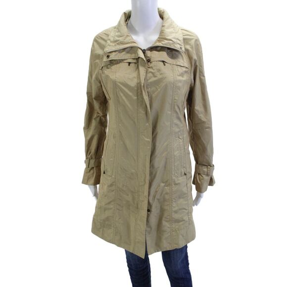 Cole Haan Jackets & Blazers - Cole Haan Womens Trench Coat Beige Collared Button Size S